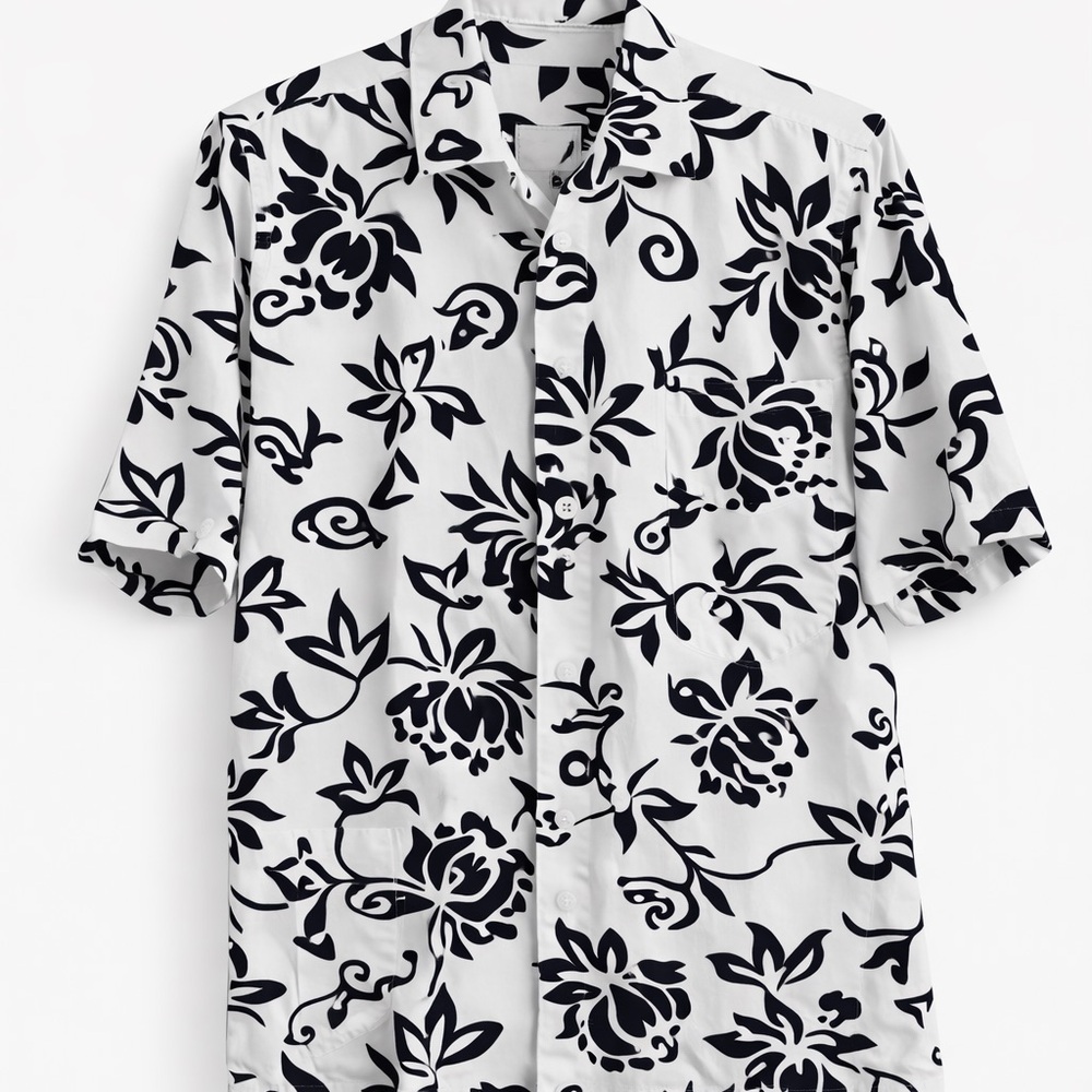 Reyn Spooner Black and White Floral Shirt